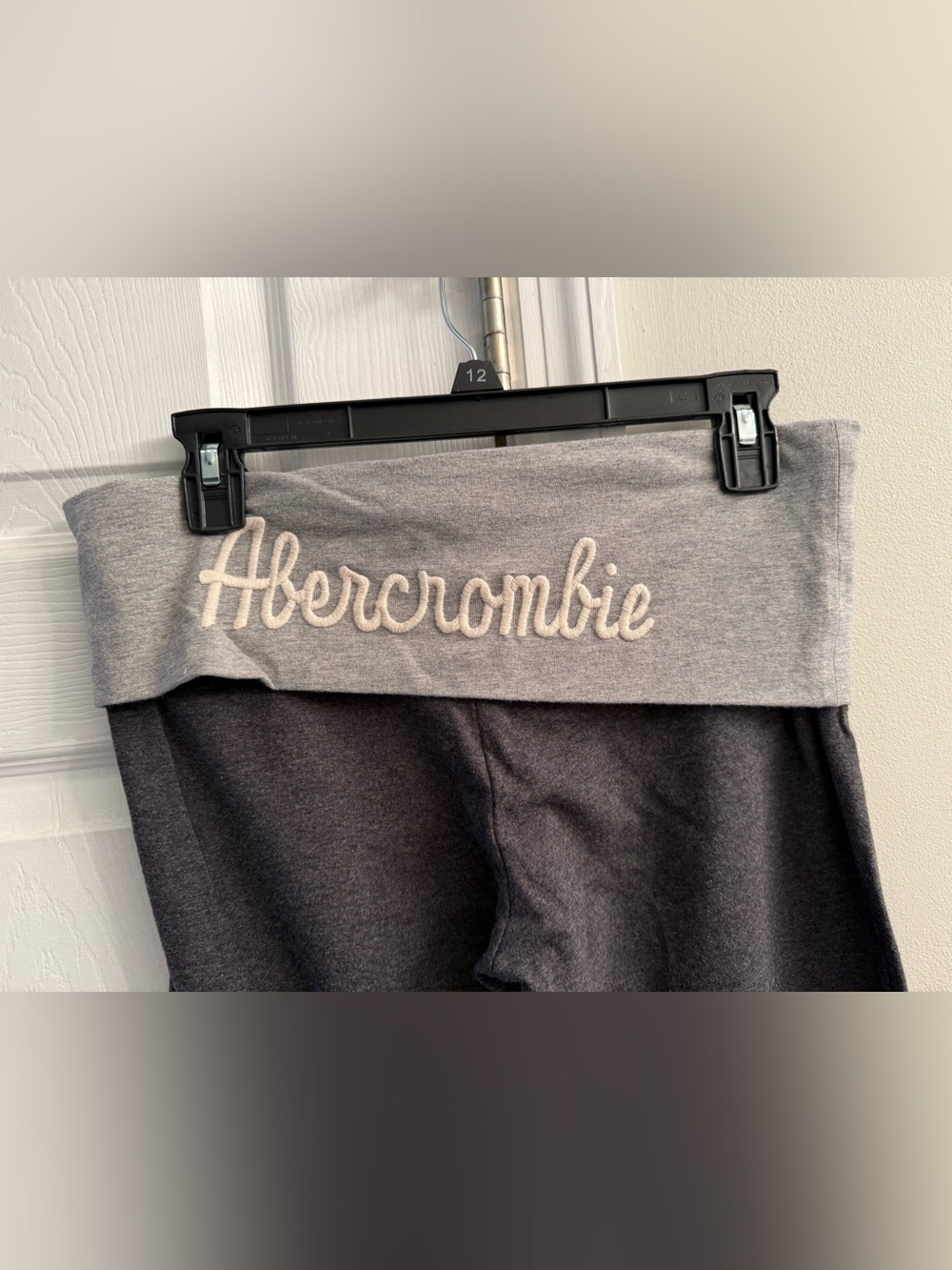 Abercrombie & Fitch Women's Charcoal Flare Yoga Pants with Light Gray Waistband - Picture 5 of 8